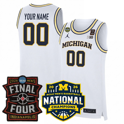 Michigan Wolverines Men's Basketball 25/26 All Stitched Jersey - Final Four + National Champions Patch