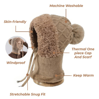 🎄Christmas Sale 50% OFF⛄️Women’s Thermal Knit Hood – Fleece-Lined Winter Hat, Neck Warmer & Face Cover Combo