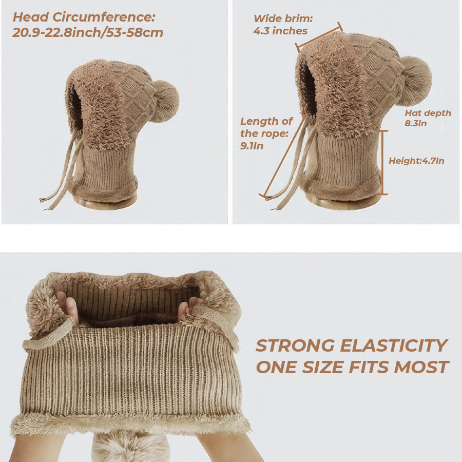 🎄Christmas Sale 50% OFF⛄️Women’s Thermal Knit Hood – Fleece-Lined Winter Hat, Neck Warmer & Face Cover Combo