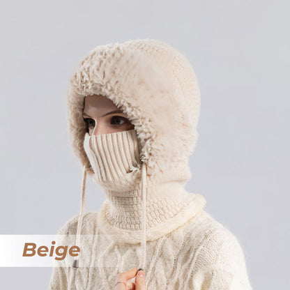🎄Christmas Sale 50% OFF⛄️Women’s Thermal Knit Hood – Fleece-Lined Winter Hat, Neck Warmer & Face Cover Combo