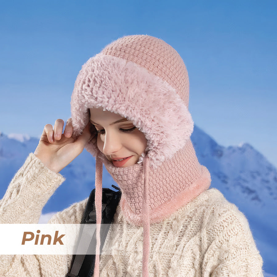 🎄Christmas Sale 50% OFF⛄️Women’s Thermal Knit Hood – Fleece-Lined Winter Hat, Neck Warmer & Face Cover Combo