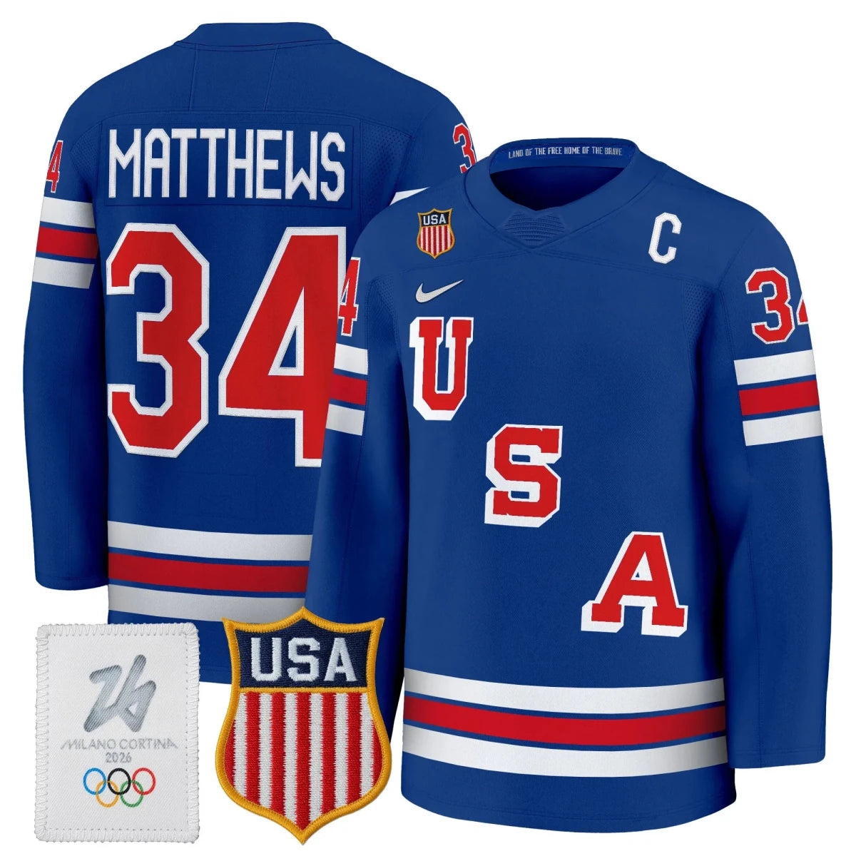 Men's 2026 USA Olympic Premium Hockey All Stitched Jersey - GloryGearUS