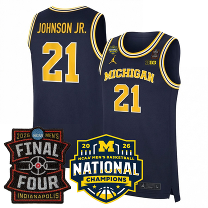 Michigan Wolverines Men's Basketball 25/26 All Stitched Jersey - Final Four + National Champions Patch