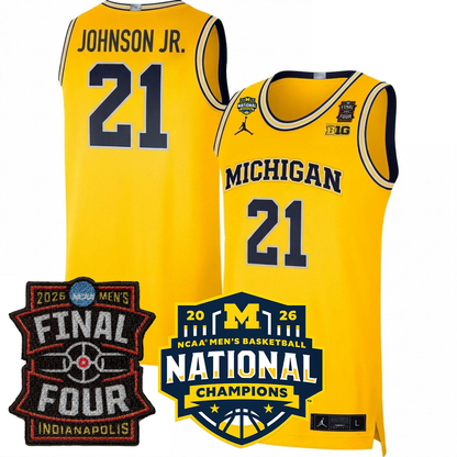 Michigan Wolverines Men's Basketball 25/26 All Stitched Jersey - Final Four + National Champions Patch
