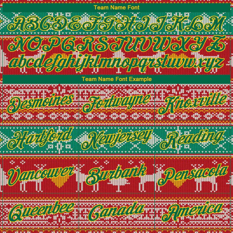 Custom Stitched Red Kelly Green - Gold 3D Christmas Reindeers Sports Pullover Sweatshirt Hoodie - GloryGearUS