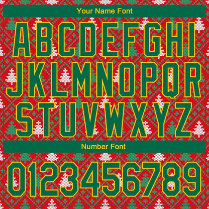 Custom Stitched Red Kelly Green - Gold 3D Christmas Reindeers Sports Pullover Sweatshirt Hoodie - GloryGearUS