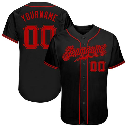Custom Black Red Authentic Baseball Stitched Jersey - GloryGearUS