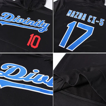 Custom Stitched Black Royal - Red Sports Pullover Sweatshirt Hoodie - GloryGearUS