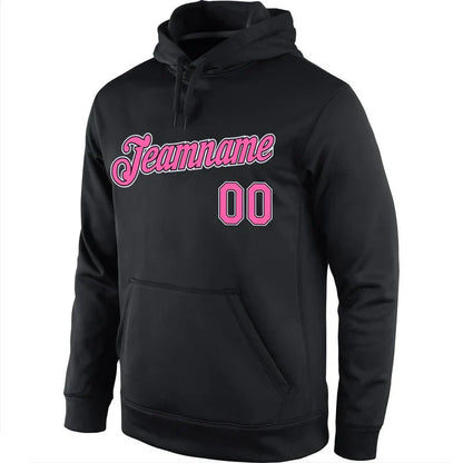 Custom Stitched Black Pink - White Sports Pullover Sweatshirt Hoodie - GloryGearUS