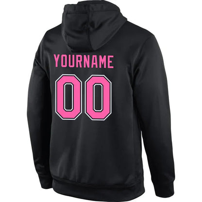 Custom Stitched Black Pink - White Sports Pullover Sweatshirt Hoodie - GloryGearUS