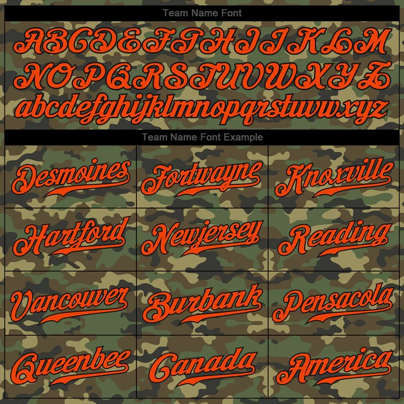 Custom Camo Orange - Black Authentic Salute To Service Baseball Jersey - GloryGearUS