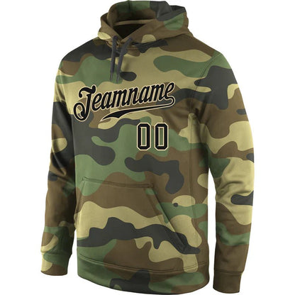 Custom Stitched Camo Black - Cream Sports Pullover Sweatshirt Salute To Service Hoodie - GloryGearUS