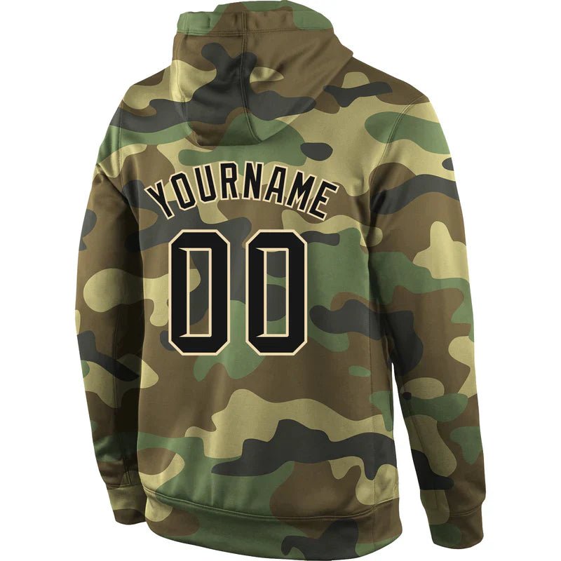 Custom Stitched Camo Black - Cream Sports Pullover Sweatshirt Salute To Service Hoodie - GloryGearUS