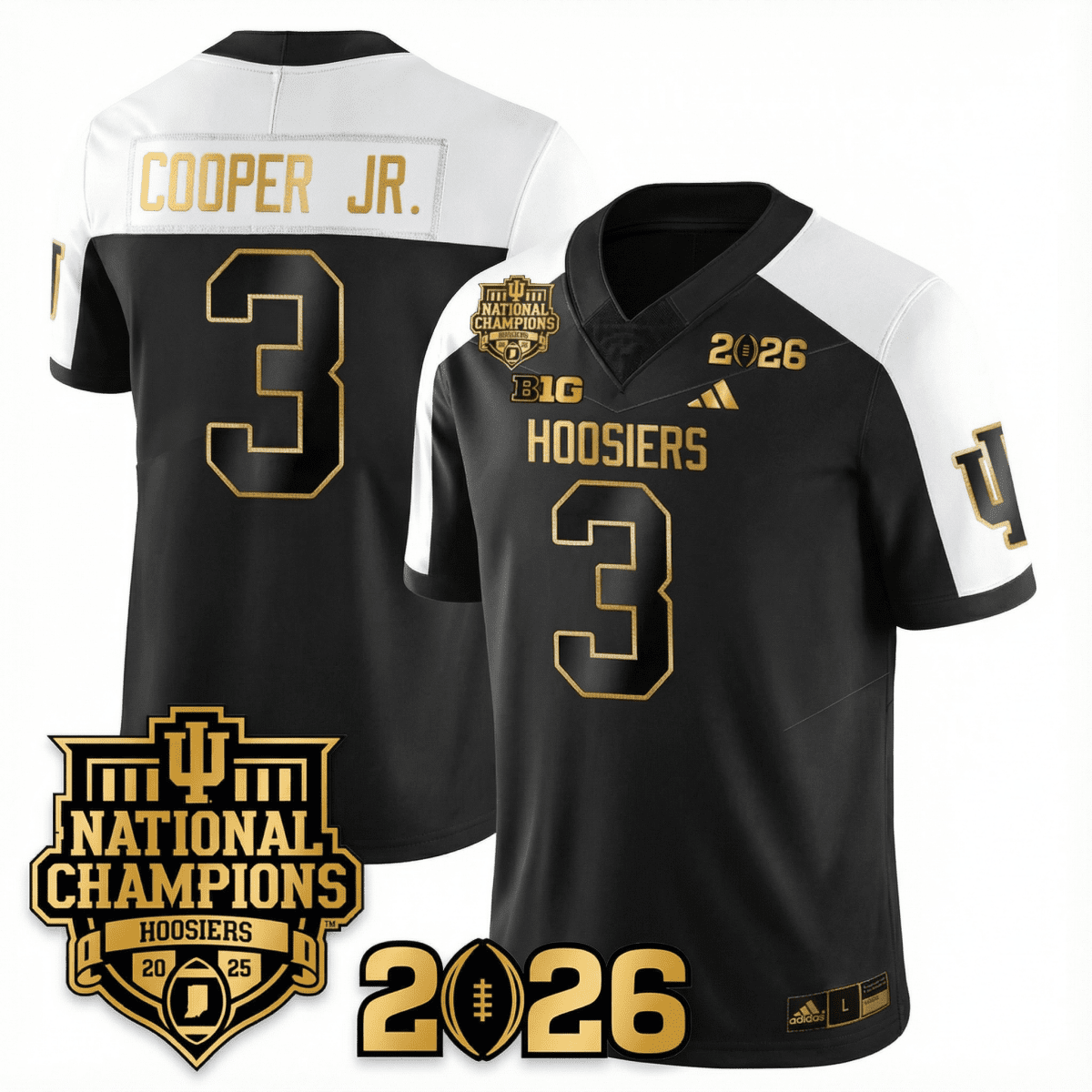 Indiana College Football Gold Edition Jersey - 2026 CFP vs National Champions Patch - GloryGearUS
